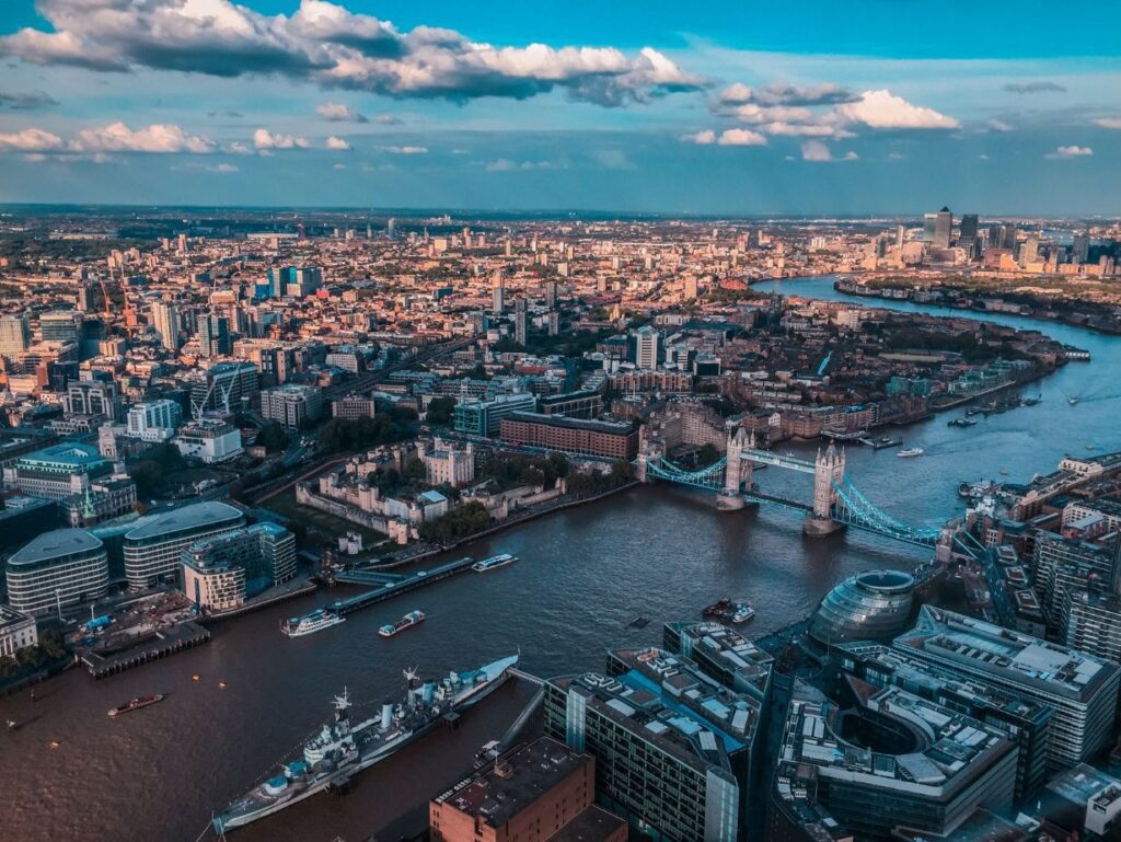 Aerial view of London City, UCAS Discovery Event